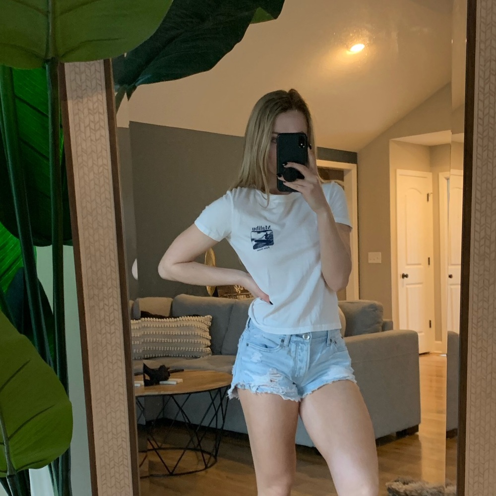 Pacsun Cropped shirt (says Malibu) Brandy Melville